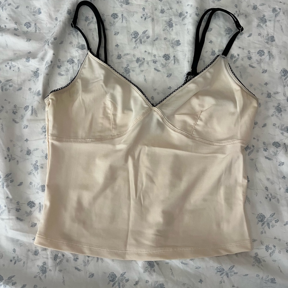 Forever 21 Cream Top with Black Trim